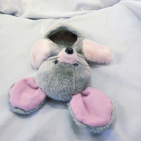 Vintage Mouse Plush Hand Puppet Gray Pink LTD Commodities Korea 10 Inch 1985 - Picture 6 of 9